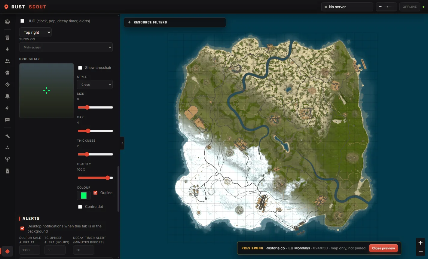 Crosshair editor with a preview